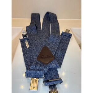 Hold Up Suspenders Men's Blue Heathered Elastic Y-Back Silver Clips Made in USA